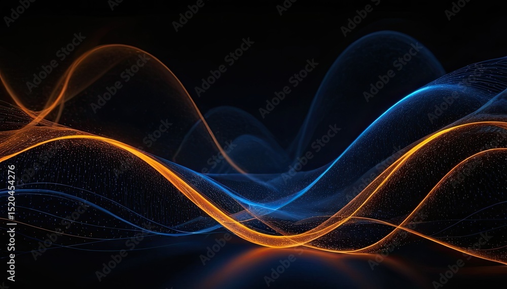 Obraz premium Abstract wave motion pattern on dark blue background wallpaper for digital technology AI Generated 2