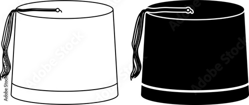 outline silhouette Fez hat icon set