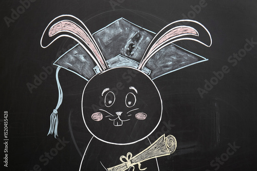 Drawn bunny with graduation...