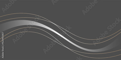 Abstract 3D luxury ribbon and line elements with glowing light effect on gray background. Vector graphic illustration,eps10