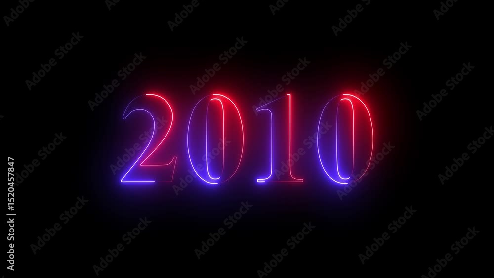 Abstract Glowing neon number 2010. Educational mathematics 2010 animation on black background. 4k motion graphics animation. Abstract Glowing neon number 2010. Educational mathematics 2010 animation on black background. 4k motion graphics animation.