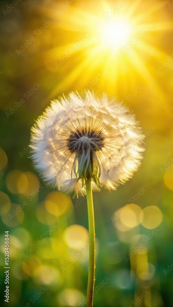 Fototapeta premium Dandelion seed head in sunlight