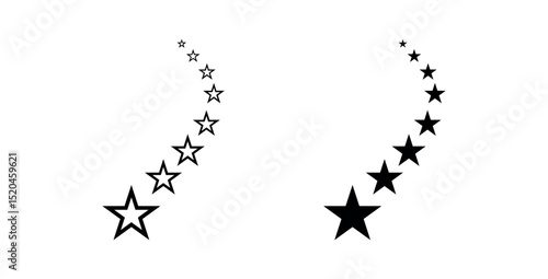 Shooting star icon. falling star icon. star trail icon. star firework symbol png and vector illustration on transparent background
