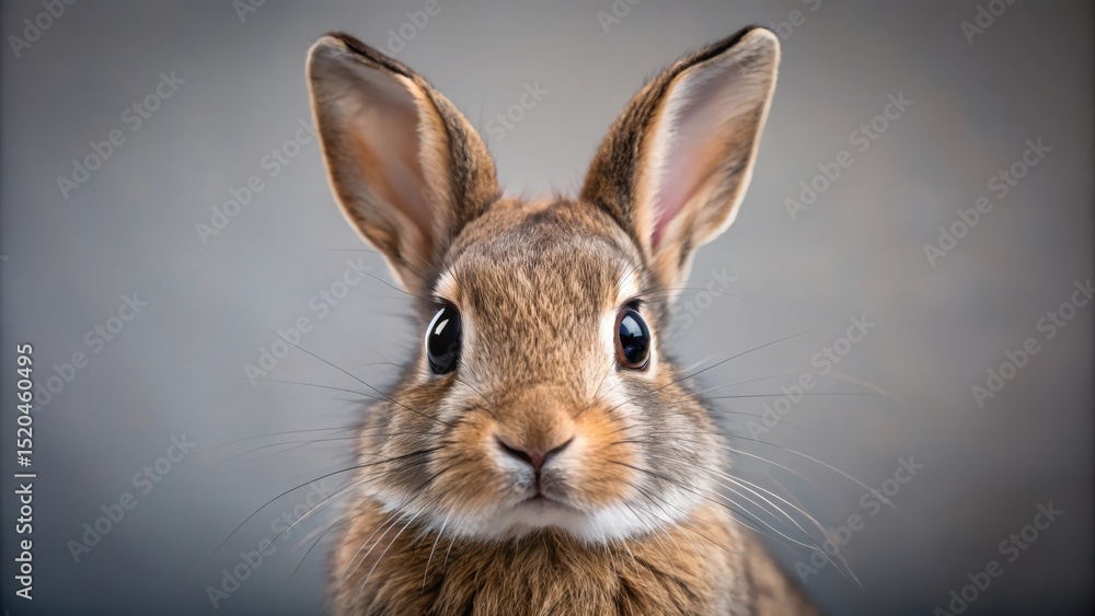 Fototapeta premium An adorable bunny with big brown eyes looking directly at the camera with a curious expression