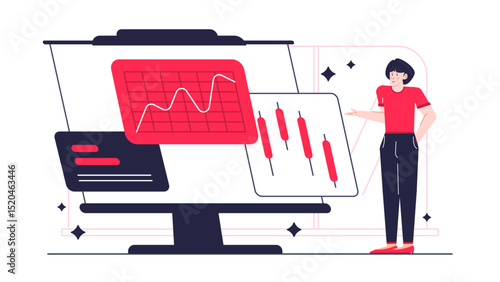 Person presenting a graph and a chart, suitable for business presentations, data analysis reports, financial consultations, educational materials.