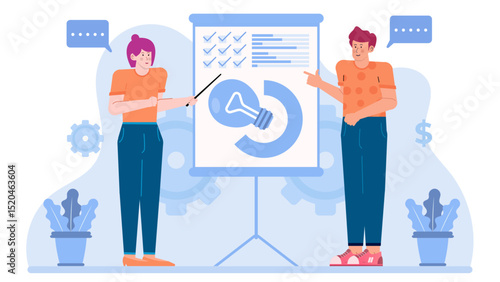 Two people presenting business concept. Perfect for presentations, business articles, marketing materials, webinars, and entrepreneurship blog posts.