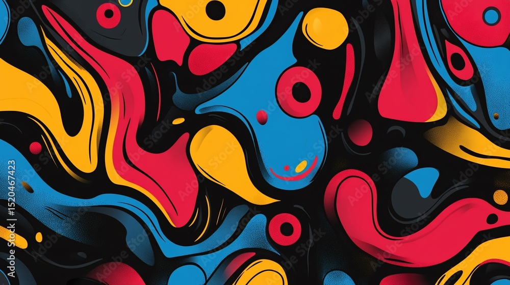 Abstract Fluid Composition with Bright Colors on Black Abstract Fluid Composition with Bright Colors on Black