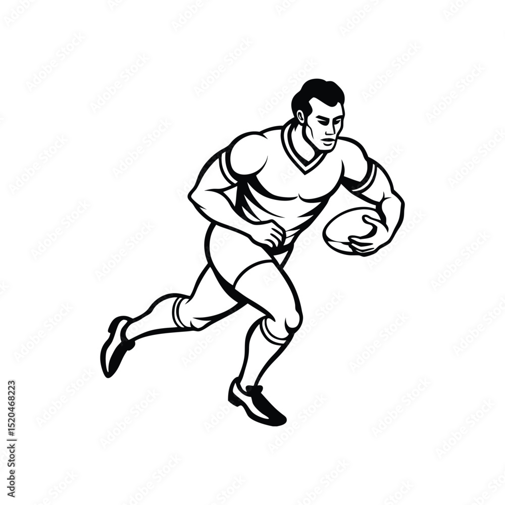 silhouette vector illustration of a rugby player running with the ball isolated on white background silhouette vector illustration of a rugby player running with the ball isolated on white background