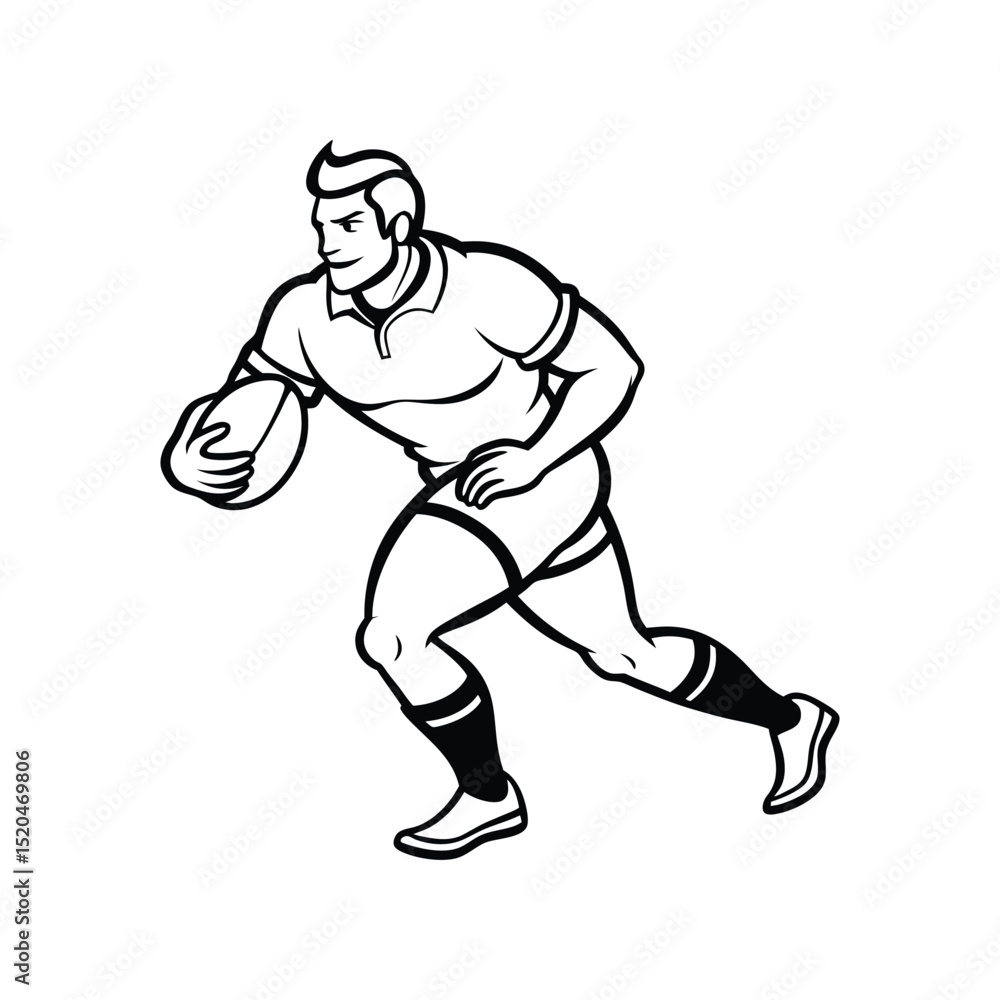 silhouette vector illustration of a rugby player running with the ball isolated on white background silhouette vector illustration of a rugby player running with the ball isolated on white background