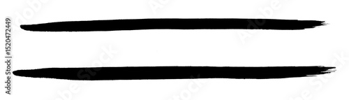 毛筆で描いた二本の線、にじみと擦れのあるナチュラルな線