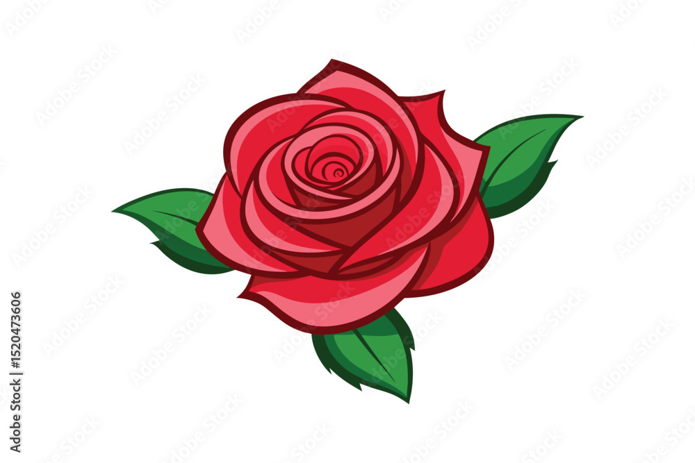 Single red rose vector illustration isolated on white background Single red rose vector illustration isolated on white background