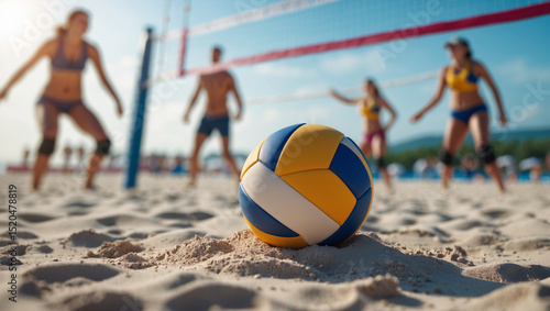 Beach Volleyball Scene with Shallow Depth of Field