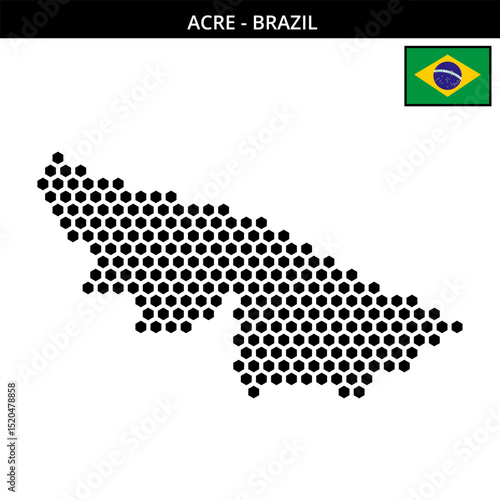 Big hexagonal dotted map of acre in Brazil
