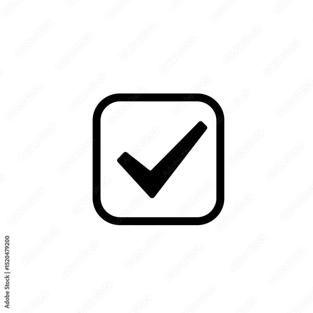 Check Mark Icon in Square - Black and White Symbol Check Mark Icon in Square - Black and White Symbol