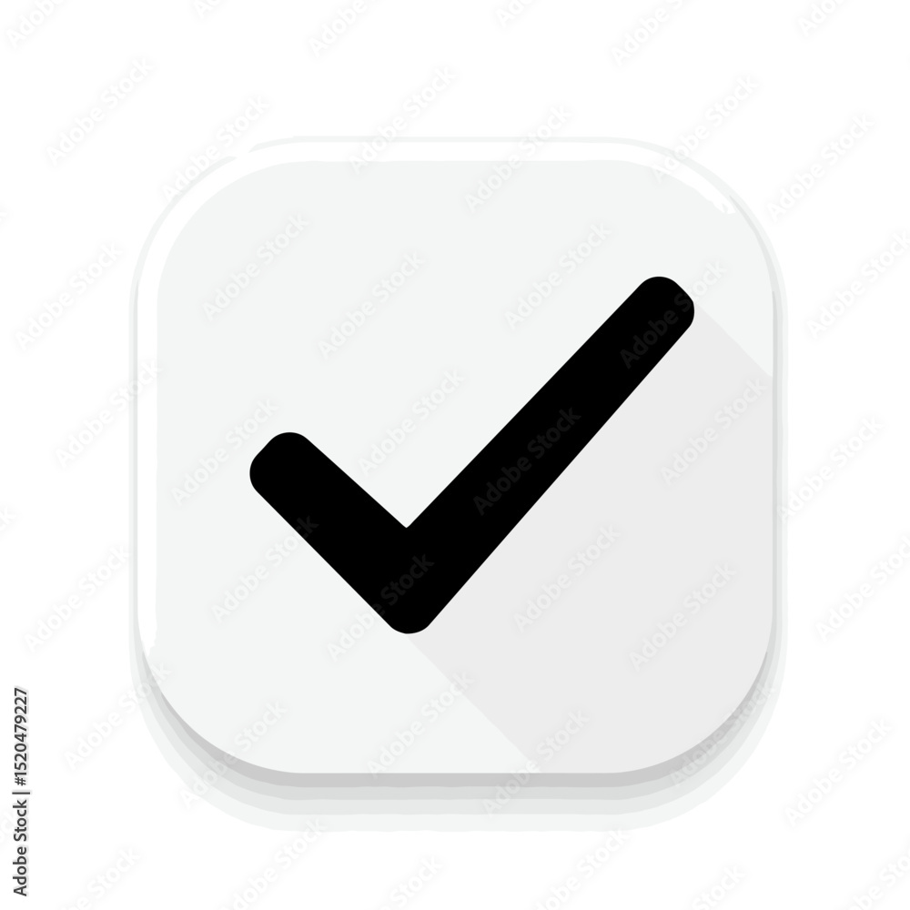 Check Mark Icon - Rounded Square, White Background, Black Fill Check Mark Icon - Rounded Square, White Background, Black Fill