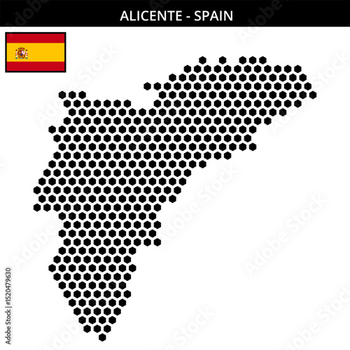 Big hexagonal dotted map of alicente in Spain