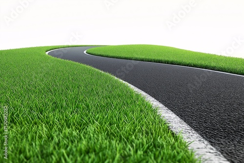 Scenic Curved Road Through Lush Greenery. Discover Tranquil Nature on This Picturesque Highway Journey