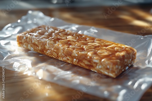 Delicious Granola Snack Bar. Healthy Sweet Energy Treat with Caramel & Nuts
