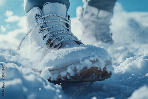 Winter Hiking Adventure. Exploring Snowy Landscapes with Stylish and Functional Snow Boots