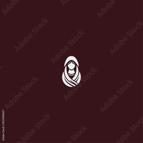 Mother Mary logo icon flat vector design