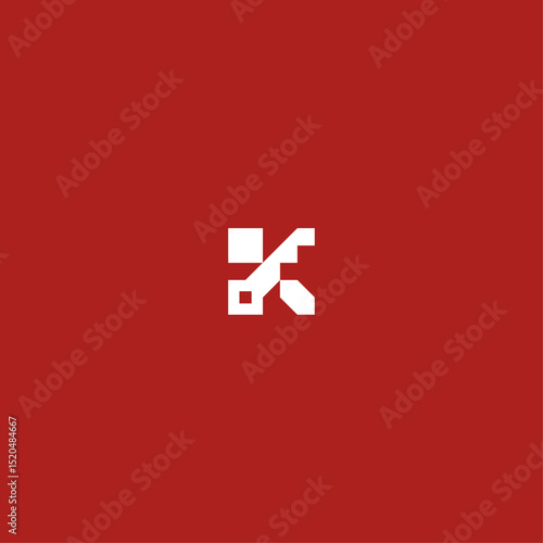 Letter K key logo icon flat vector design