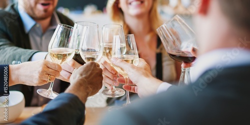 Εκτύπωση καμβά Group of people clinking wine glasses in celebration