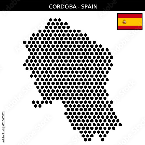 Big hexagonal dotted map of cordoba in Spain