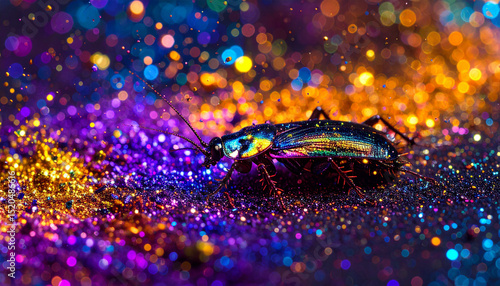 Macro Abstract Illustration of Giant Cockroach in a Messy Dirty Environment 316