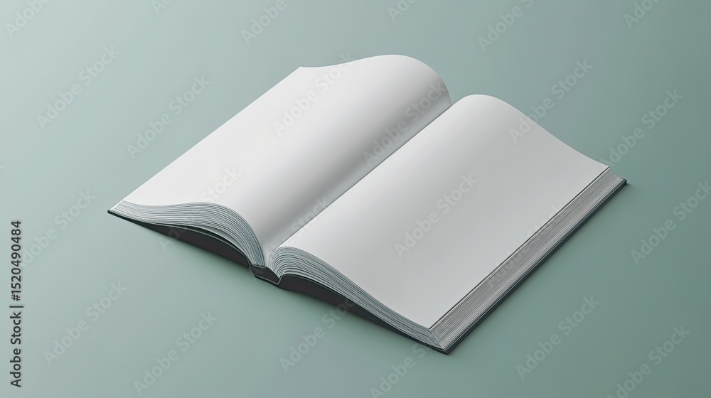 Open Book Mockup on Light Green Background Open Book Mockup on Light Green Background