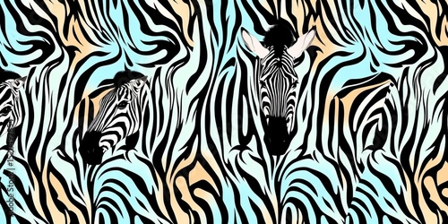 Abstract, stylized zebra herd forming a seamless pattern , zebra,  textile