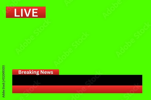 Breaking news and live broadcast graphic on greenscreen 
