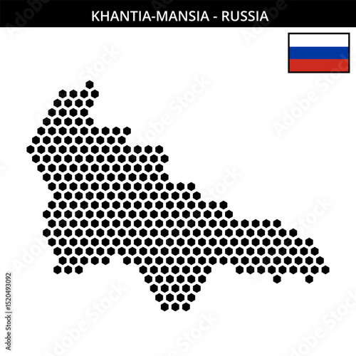 Big hexagonal dotted map of Khantia-Mansia in Russia
