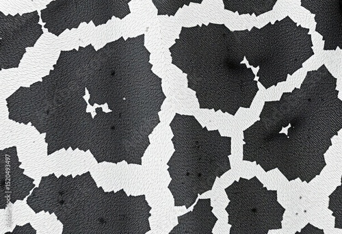 Black and white giraffe print animal skin texture, close-up, illustration, texture