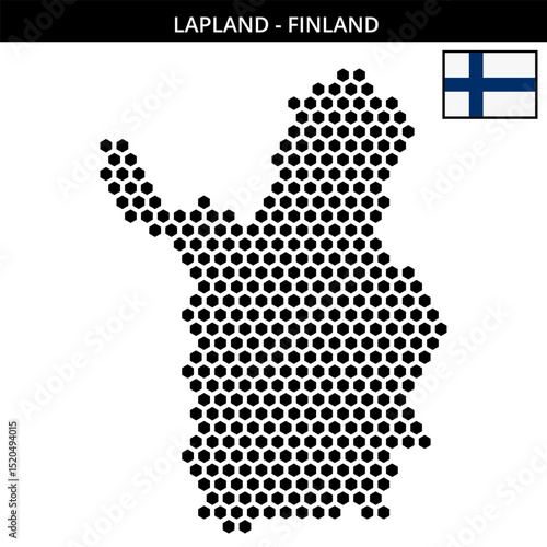 Big hexagonal dotted map of lapland in Finland