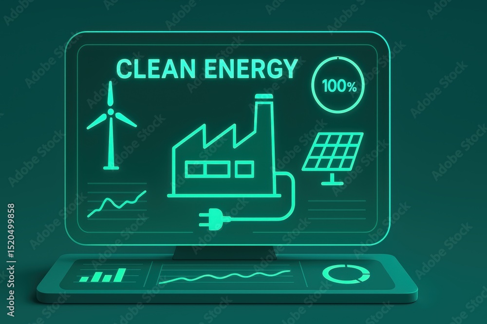 Digital Interface Displaying Renewable Energy Concepts and Clean Technology Solutions Digital Interface Displaying Renewable Energy Concepts and Clean Technology Solutions