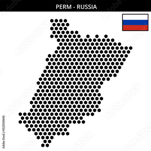Big hexagonal dotted map of perm in Russia