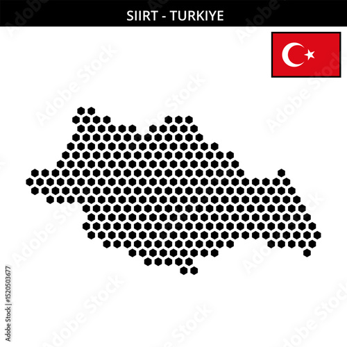 Big hexagonal dotted map of siirt in Turkiye