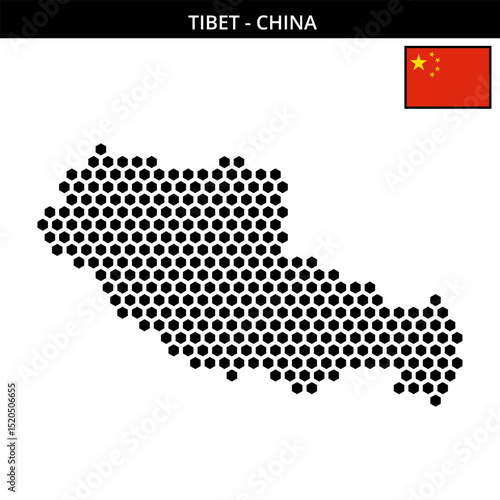 Big hexagonal dotted map of tibet in China