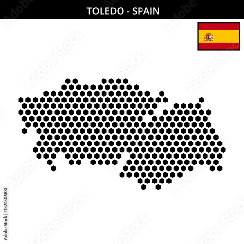 Big hexagonal dotted map of toledo in Spain