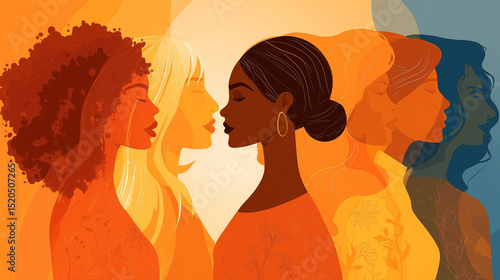 Diverse women showing sisterhood and female empowerment