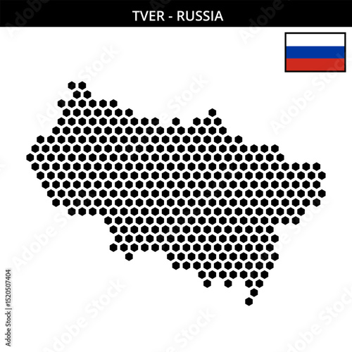 Big hexagonal dotted map of Tver in Russia