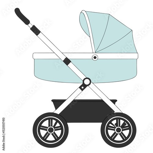 Minimalist baby stroller illustration isolated on white background children concept.