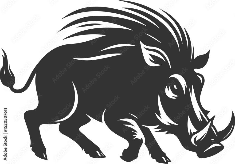 Vector silhouette of a warthog animal isolated drawing black Vector silhouette of a warthog animal isolated drawing black