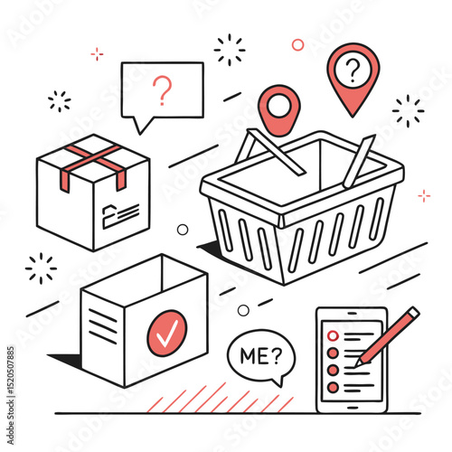 Online order fulfillment flat design illustration