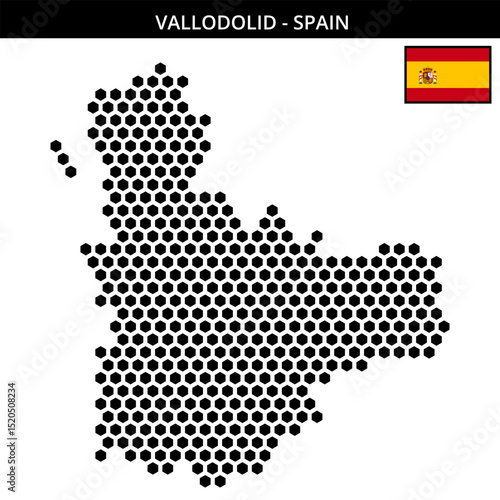 Big hexagonal dotted map of vallodolid in Spain