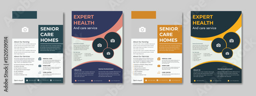 senior care best service flyer, care center flyer template, senior care flyer template, home care service flyer, medical charity flyer template with brochure creative layout shape