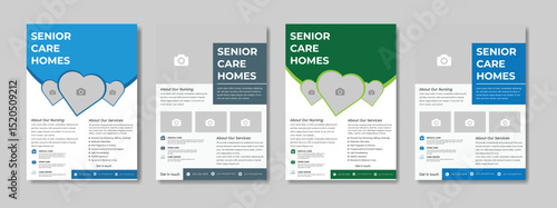 senior care best service flyer, care center flyer template, senior care flyer template, home care service flyer, medical charity flyer template with brochure creative layout shape