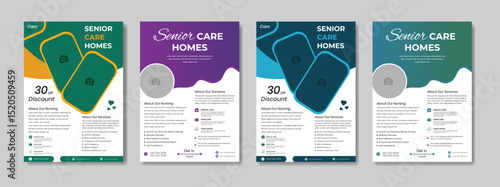 senior care best service flyer, care center flyer template, senior care flyer template, home care service flyer, medical charity flyer template with brochure creative layout shape