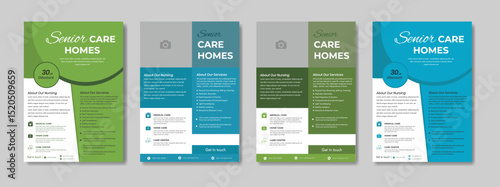 senior care best service flyer, care center flyer template, senior care flyer template, home care service flyer, medical charity flyer template with brochure creative layout shape