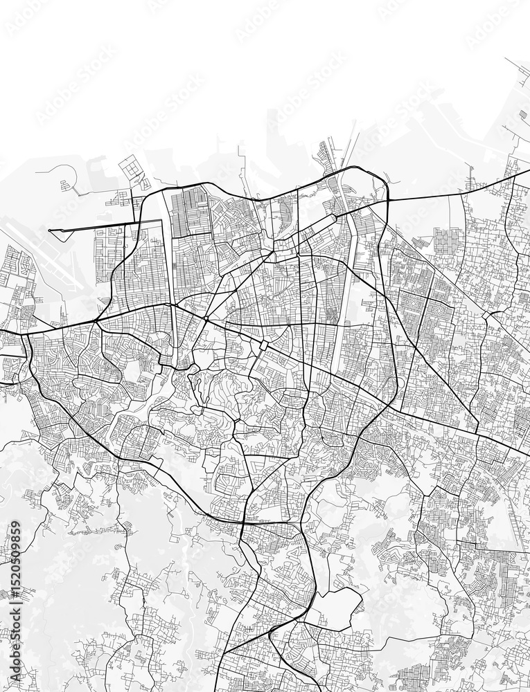 Obraz premium Semarang City Map. Minimalist black and white line art poster for printing, wallpaper, wall art for home and office decor
